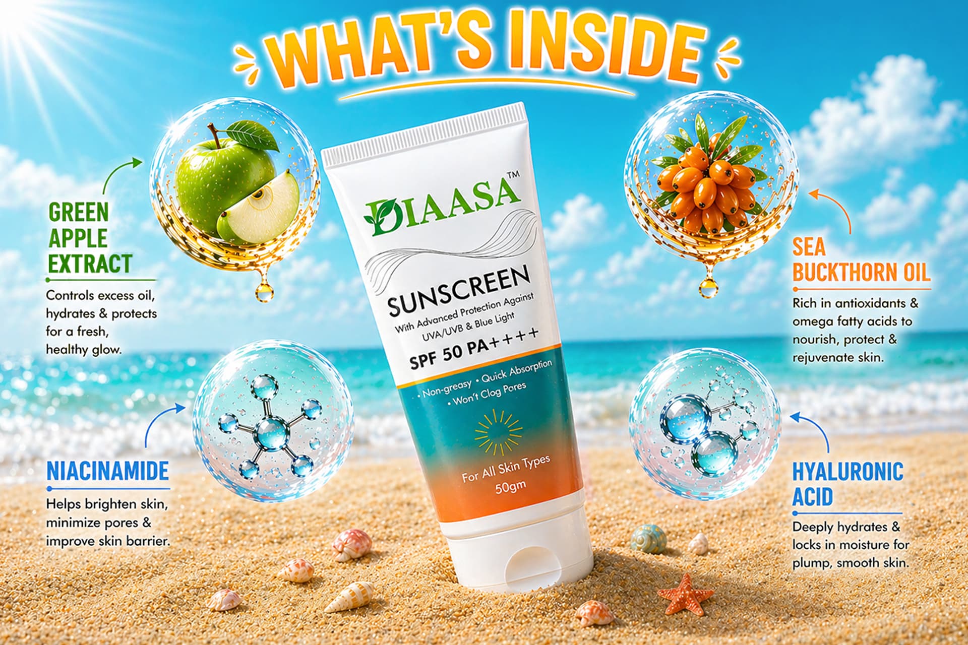 DIAASA SPF 50 PA++++ SUNSCREEN